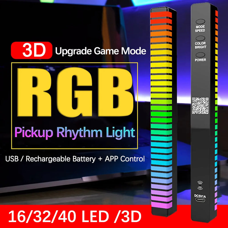 Barra de Luz LED RGB Ativada por Som